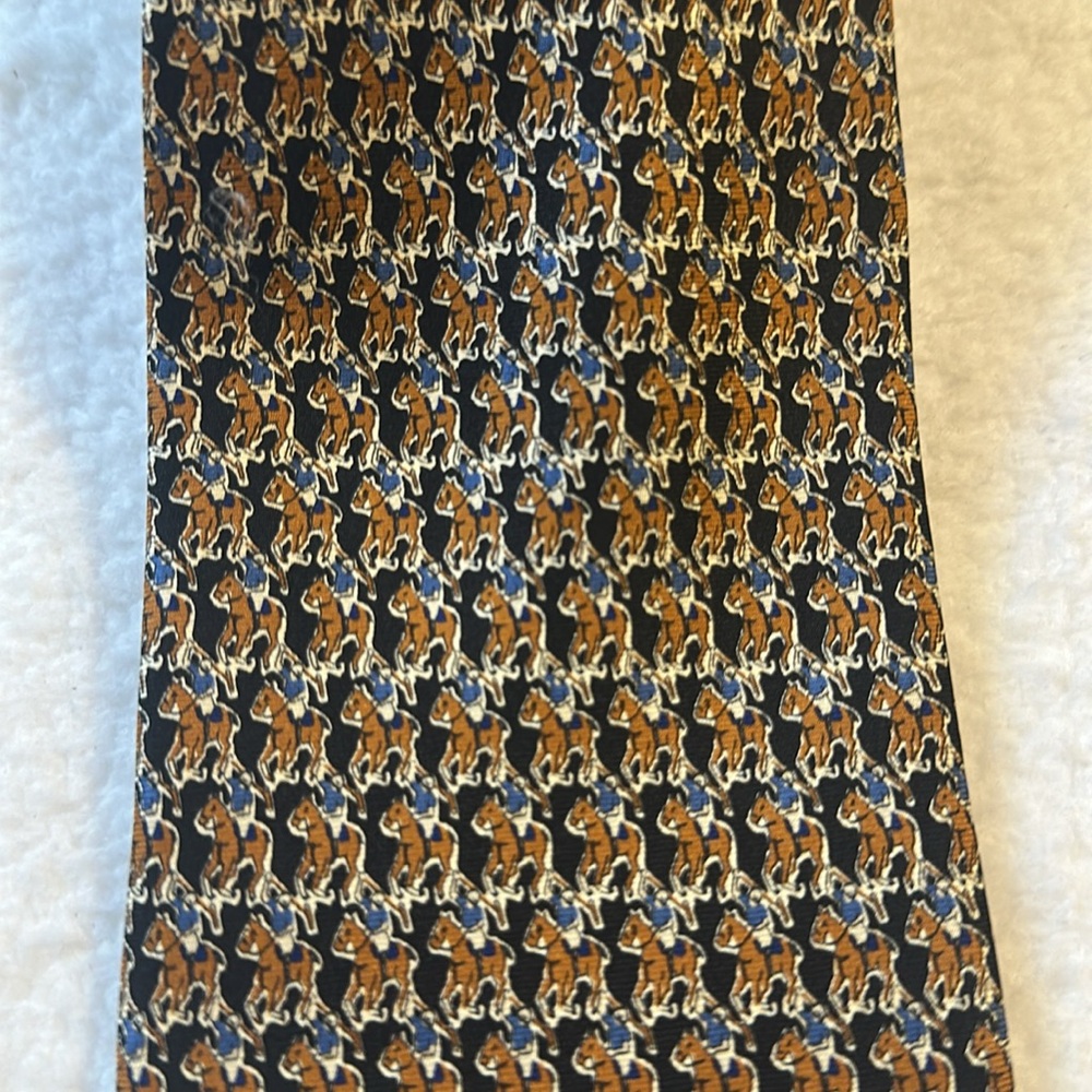 Ermenegildo Zegna Luxury Silk Tie Elegant Horse Pattern